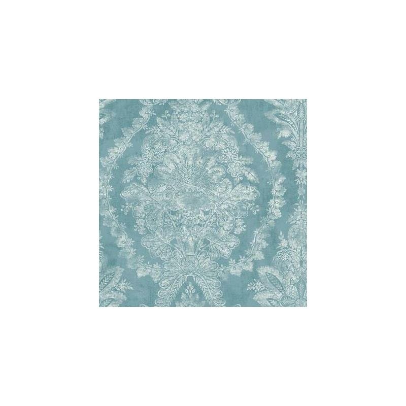 Sample - KT2213 Ronald Redding 24 Karat, Charleston Damask Wallpaper Blue by Ronald Redding