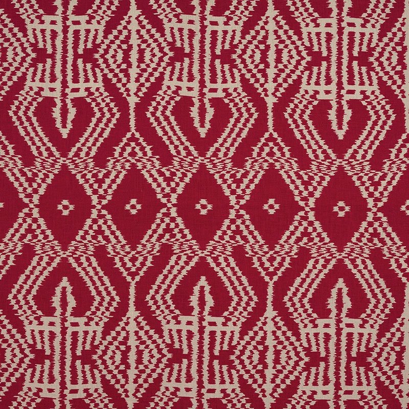 Purchase sample of 176090 Asaka Ikat, Red by Schumacher Fabric