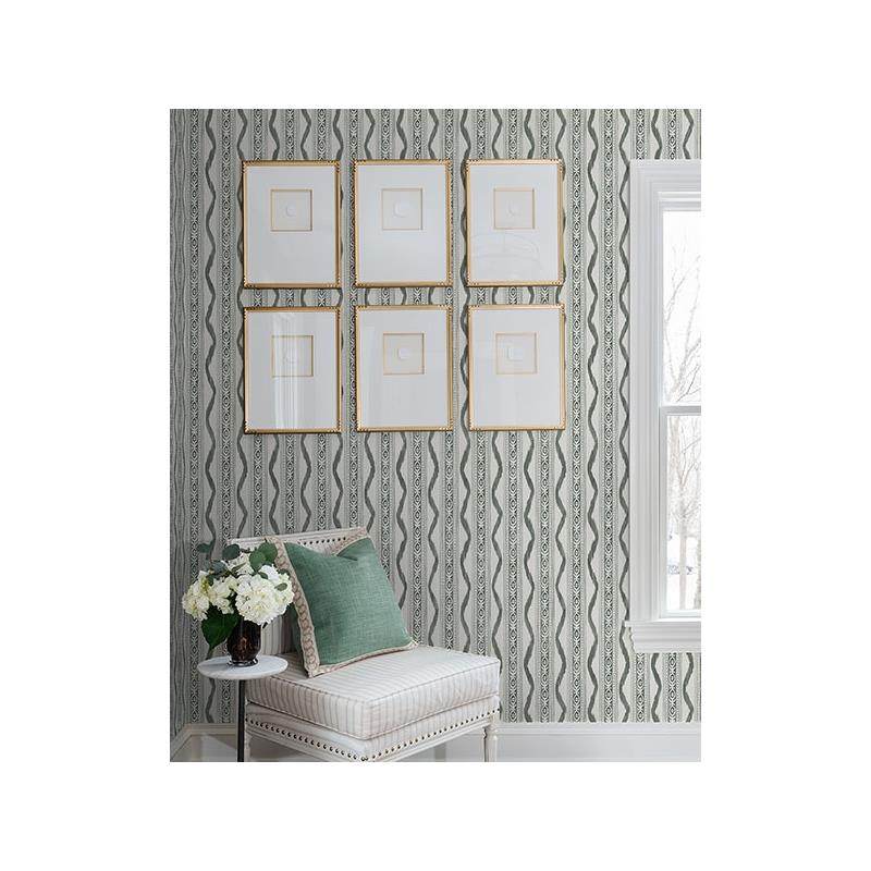 Acquire AST4347 Erin Gates Rhys Green IKAT Stripe Wallpaper Green A-Street Prints Wallpaper