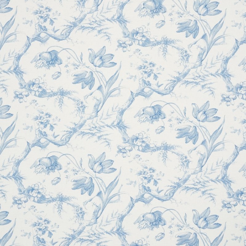 Purchase sample of 177400 Toile De Fleurs, Delft by Schumacher Fabric