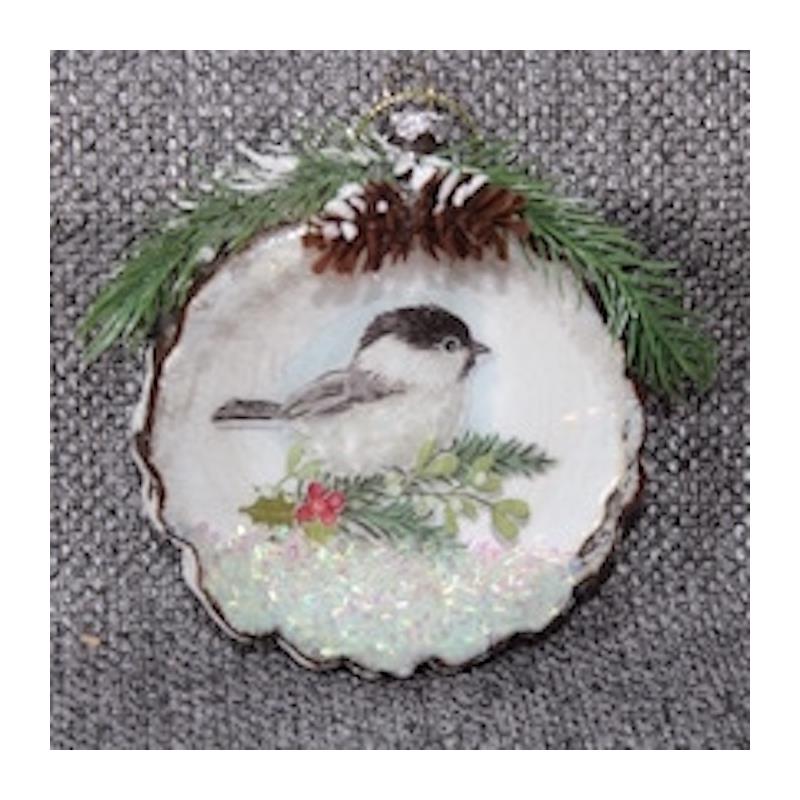 XM4440C Glass Chickadee Ornament