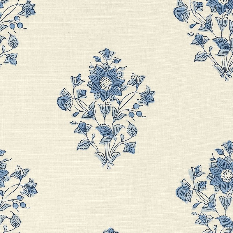 Purchase sample of 173762 Beatrice Bouquet, Indigo by Schumacher Fabric