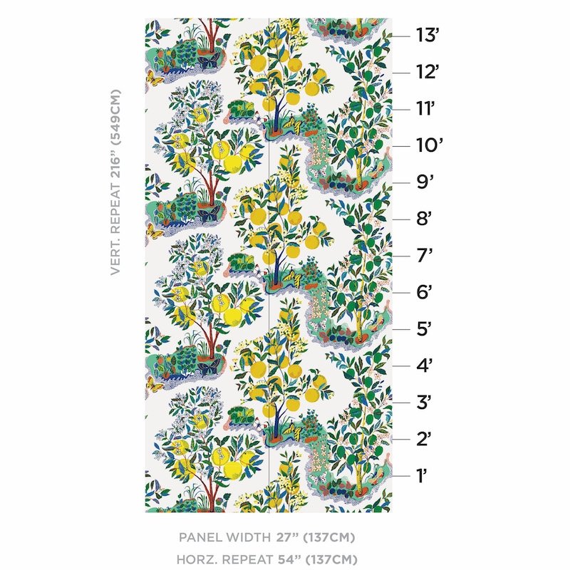 Select 5008410 Citrus Garden Primary Schumacher Wallpaper