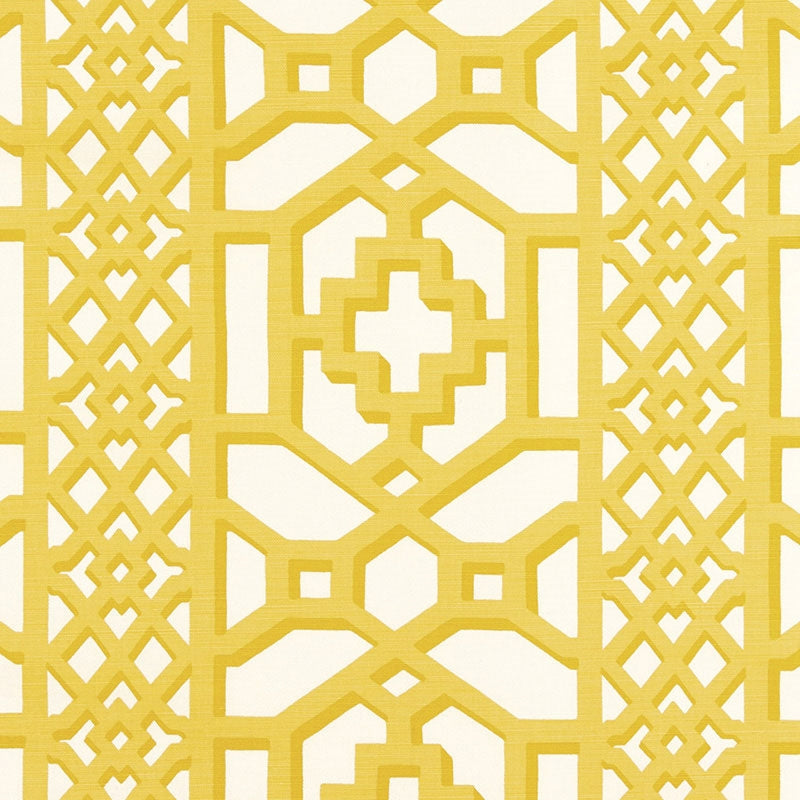 Purchase sample of 175740 Zanzibar Trellis Matte, Canary by Schumacher Fabric