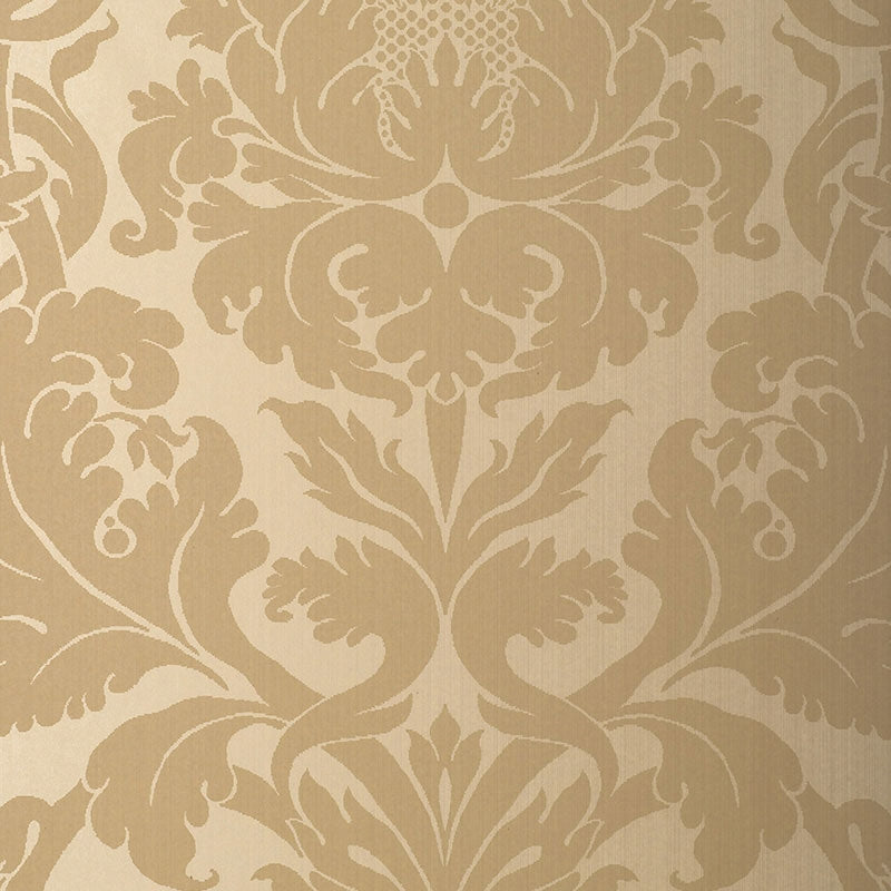Shop 529193 Fiorella Damask Oatmeal Schumacher Wallpaper