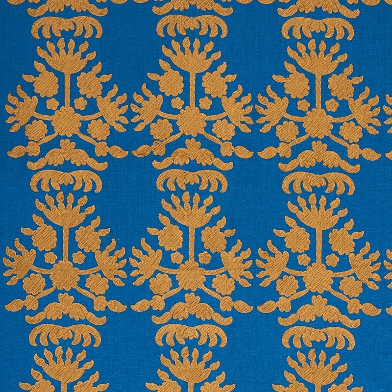 Purchase sample of 79470 Cybele Embroidery, Blue by Schumacher Fabric