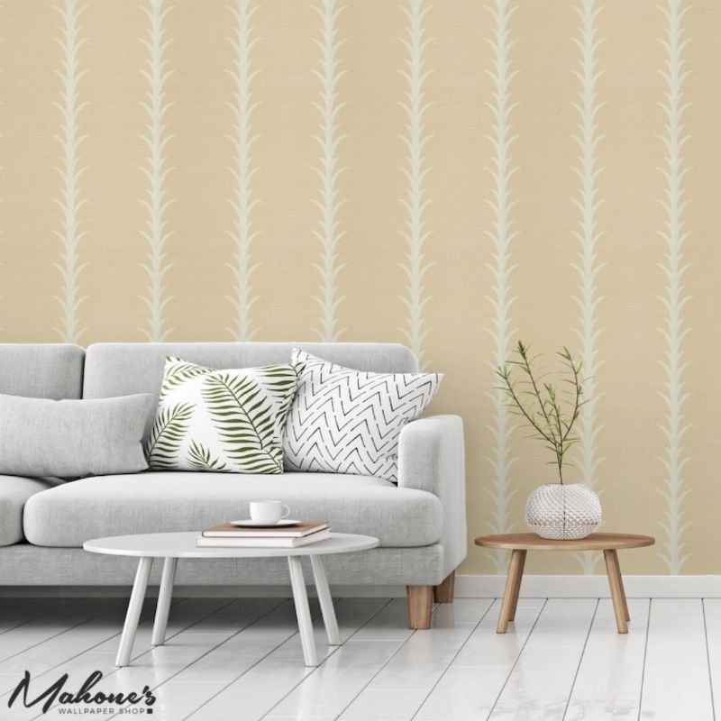 Order 5008592 Acanthus Stripe Vinyl Natural Schumacher Wallpaper