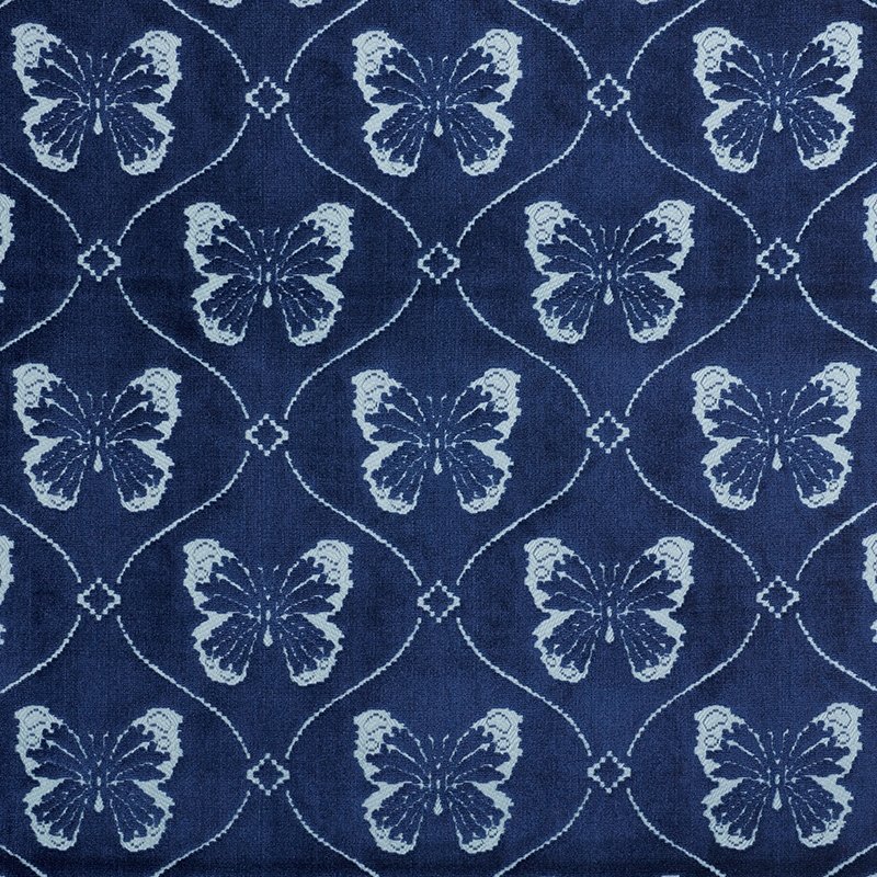 Purchase sample of 72962 Papillon Velvet, Sapphire by Schumacher Fabric