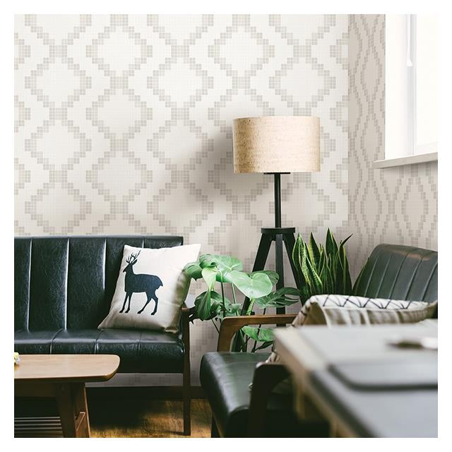Acquire 2716-23865 Mosaic Taupe Grid A-Street Prints Wallpaper