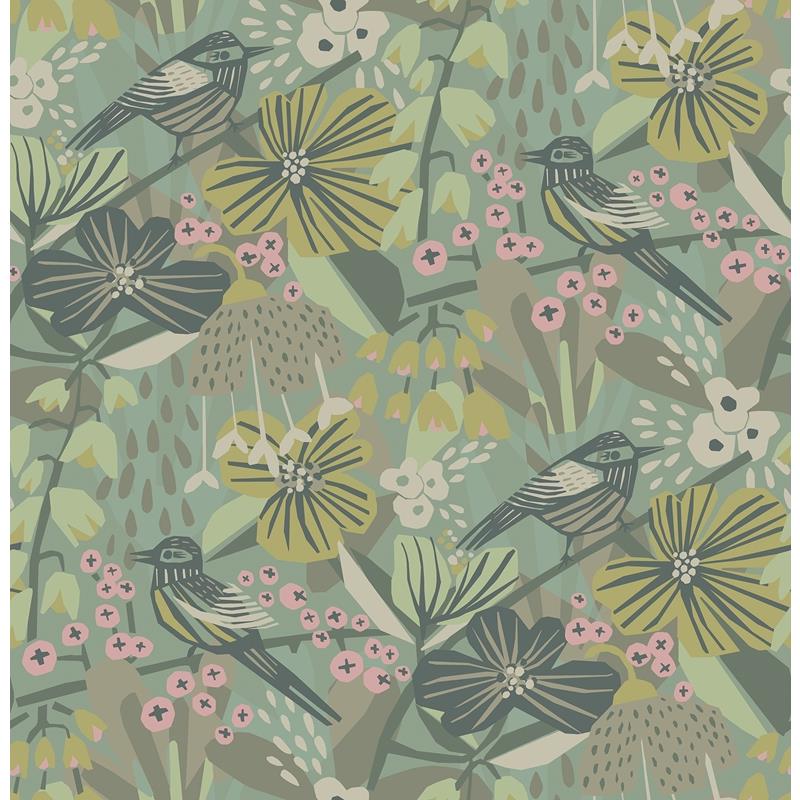 PLS4217 Pip & Lo Sage Jaybird Peel & Stick Wallpaper by NuWallpaper