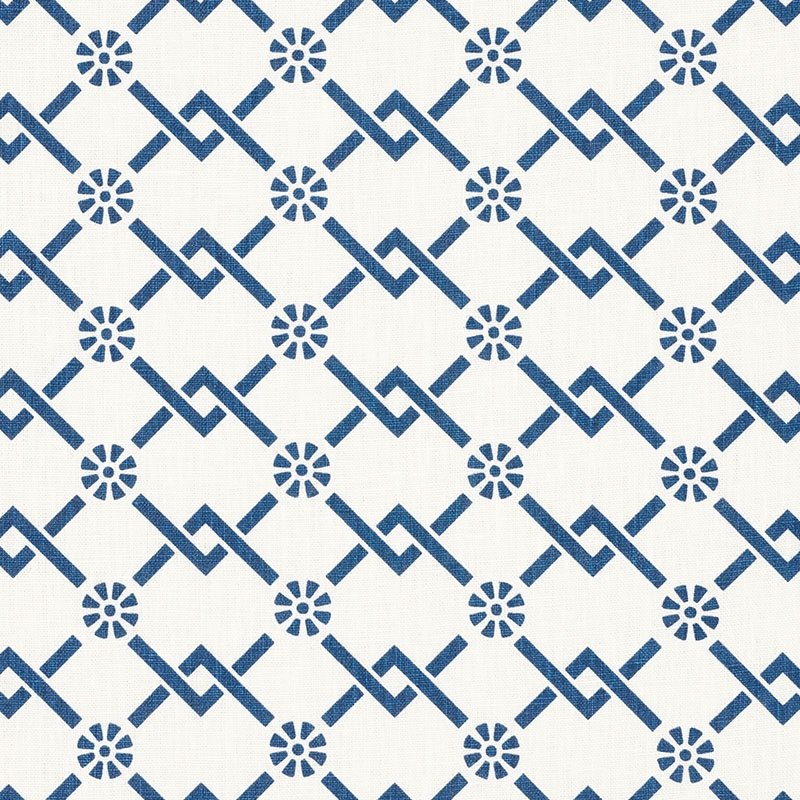 Purchase sample of 178310 Fretwork Flower, Pacific by Schumacher Fabric