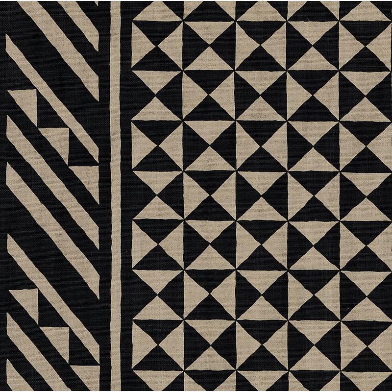 Purchase sample of 176300 Nuba, Black On Natural by Schumacher Fabric