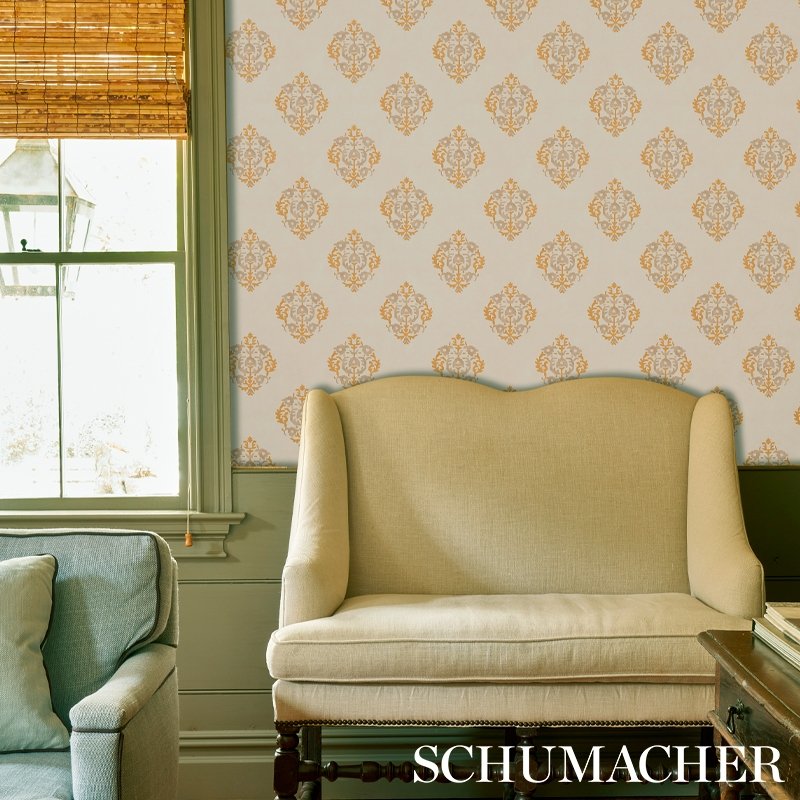 View 5012880 Constantine Natural and Ocher Schumacher Wallcovering Wallpaper