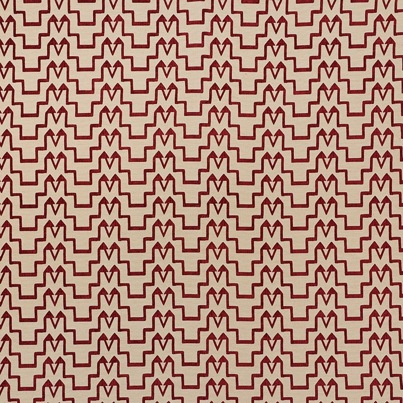 Purchase sample of 71242 Turkish Step, Red/Natural by Schumacher Fabric