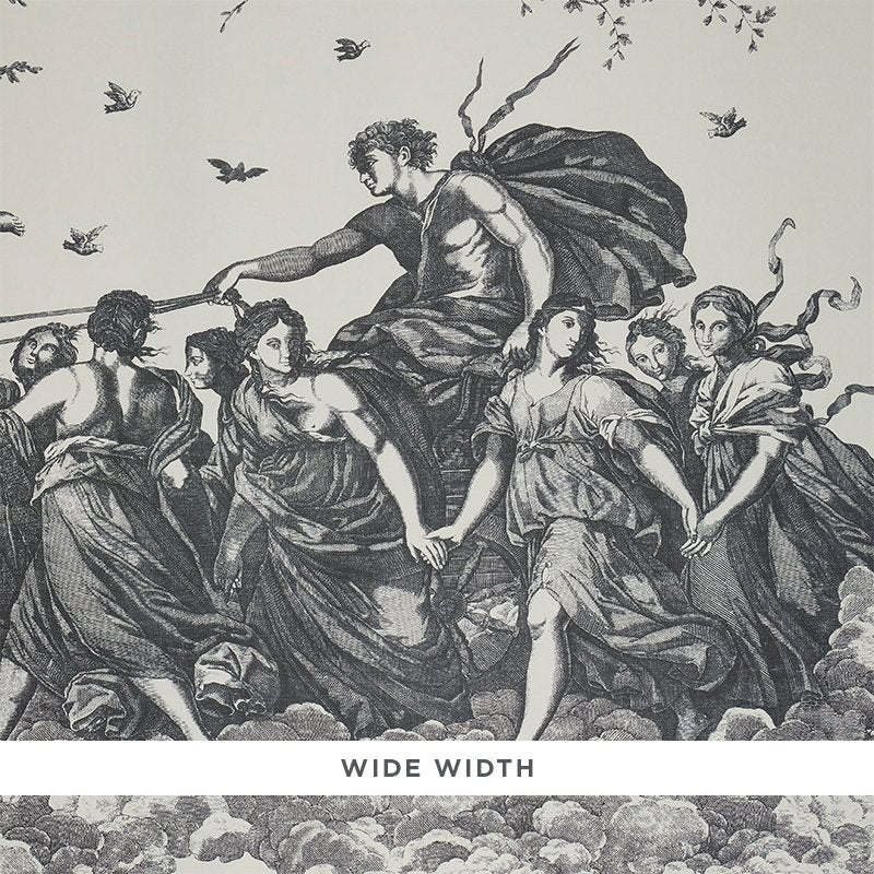 Order 5011500 Chariot Of Dawn Toile Black Schumacher Wallcovering Wallpaper