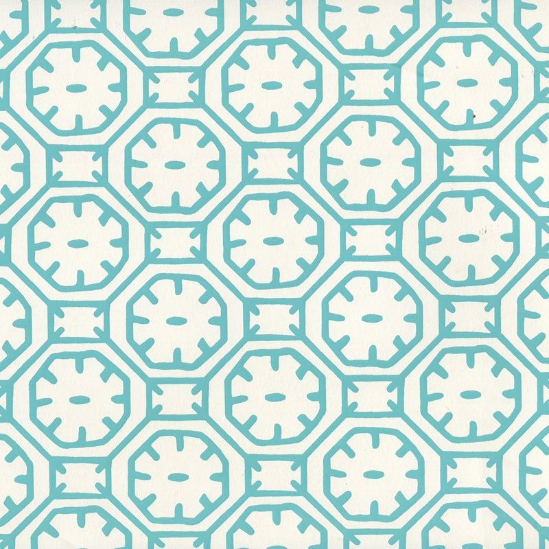 Buy 8150WP-01 Ceylon Batik Turquoise On Almost White by Quadrille Wallpaper