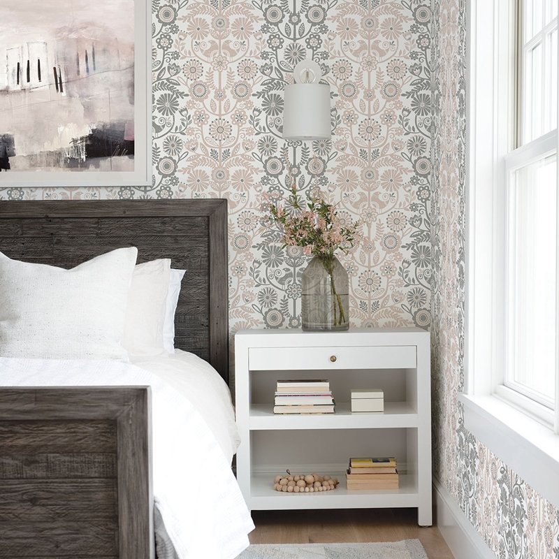 Find 2821-25105 Folklore. Lovebirds Light Pink A-Street Wallpaper