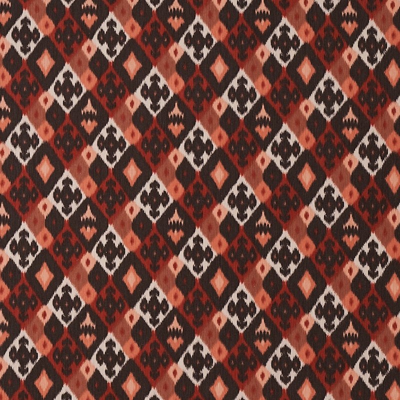 Purchase sample of 80660 Sasha Diamond Ikat, Terracotta by Schumacher Fabric
