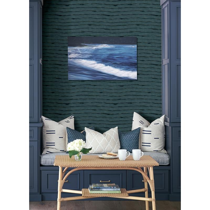 Purchase AST4682 Sarah + Ruby Naia Blue Horizontal Wavy Lines Wallpaper by A-Street Prints Wallpaper