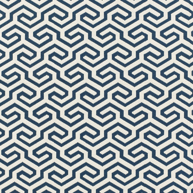 Purchase sample of 66884 Ming Fret, Navy by Schumacher Fabric