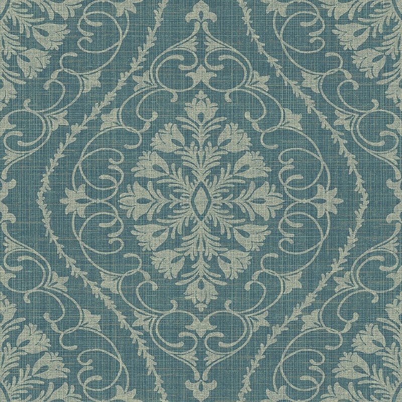 Find 1620902 Bruxelles Blue Damask by Seabrook Wallpaper