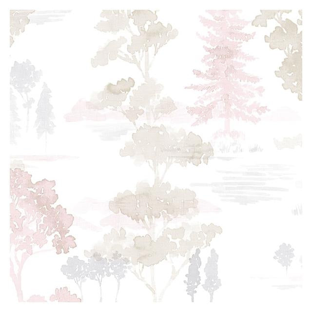 Shop FW36830 Fresh Watercolors Pink Forest Wallpaper in Pink Beige & Lavender by Norwall Wallpaper