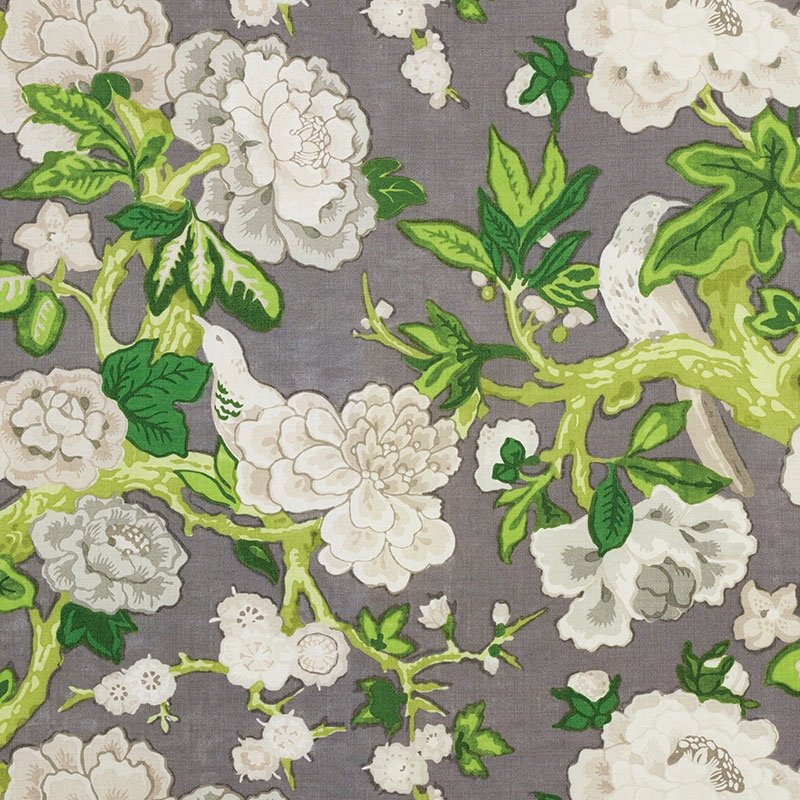 Purchase sample of 175872 Bermuda Blossoms, Slate by Schumacher Fabric