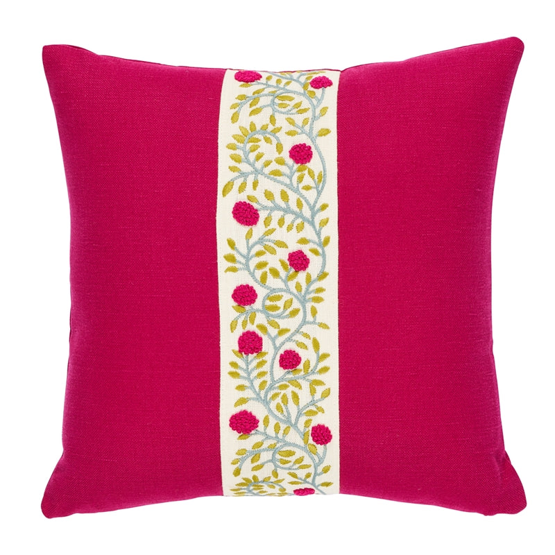 So7629303 | Ashoka 16" Pillow, Magenta and Leaf - Schumacher Furniture and Accessories
