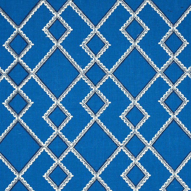 Purchase sample of 75891 Branson Embroidery, Blue by Schumacher Fabric