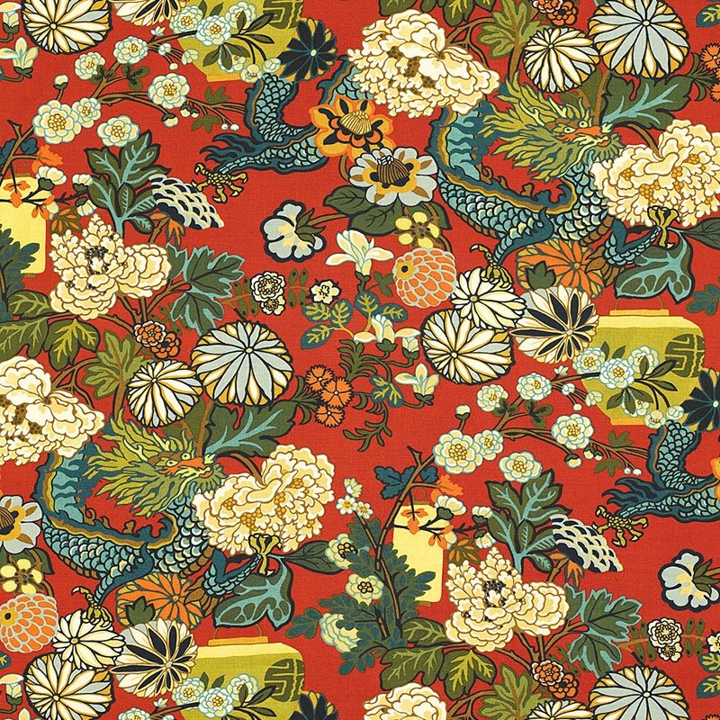 Purchase sample of 173271 Chiang Mai Dragon, Lacquer by Schumacher Fabric