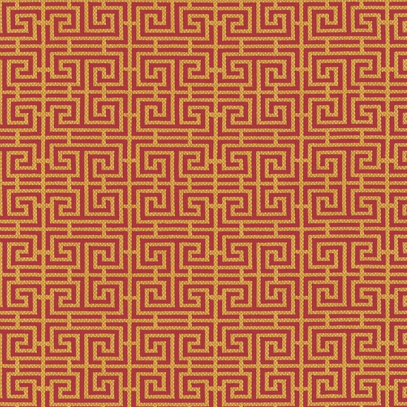 Purchase sample of 54952 Chinois Fret, Cinnabar / Gold by Schumacher Fabric