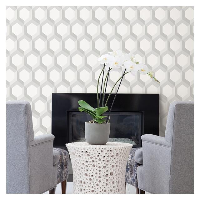 Buy 2716-23840 Hex Grey Geometric A-Street Prints Wallpaper
