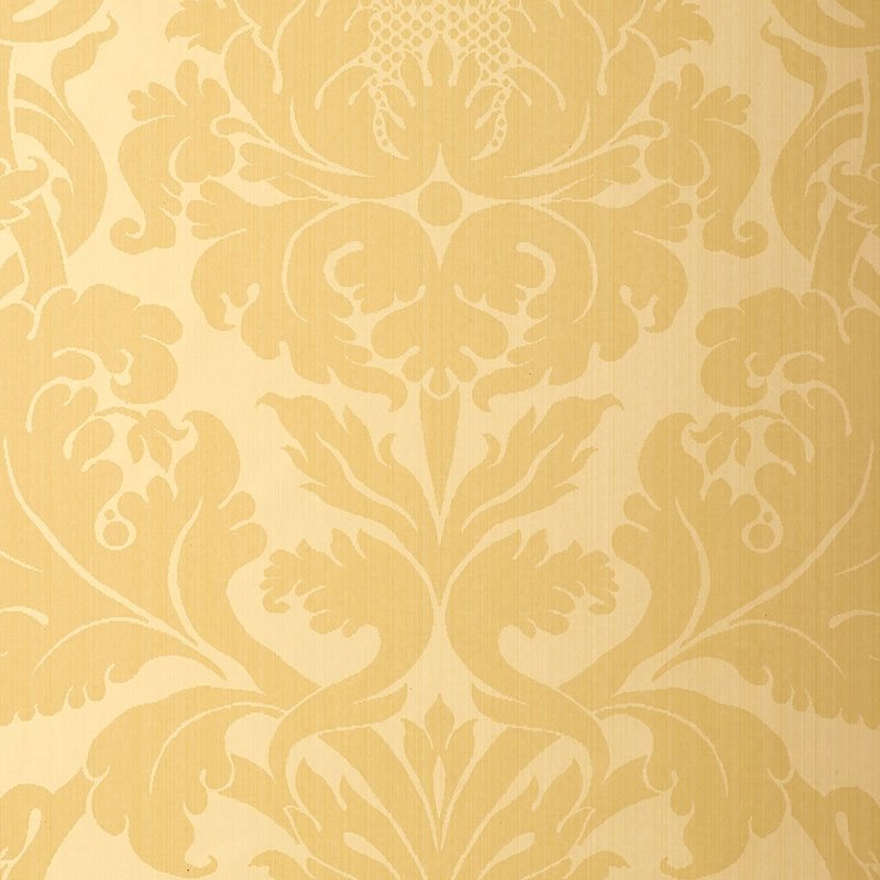 Acquire 529191 Fiorella Damask Yellow Schumacher Wallpaper