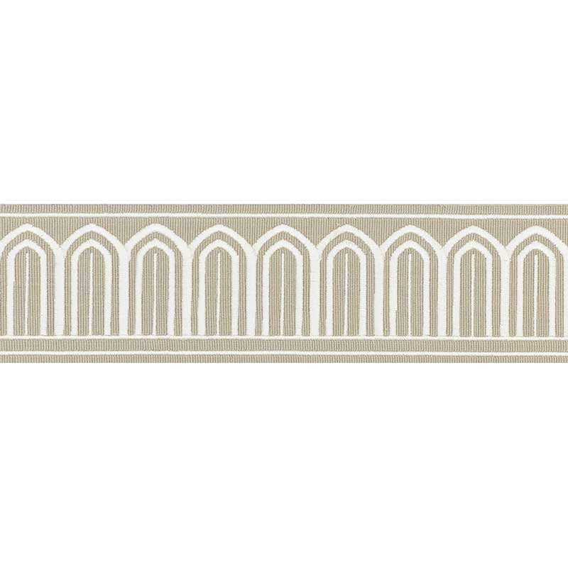 70765 | Arches Embroidered Tape, Taupe - Schumacher Fabric