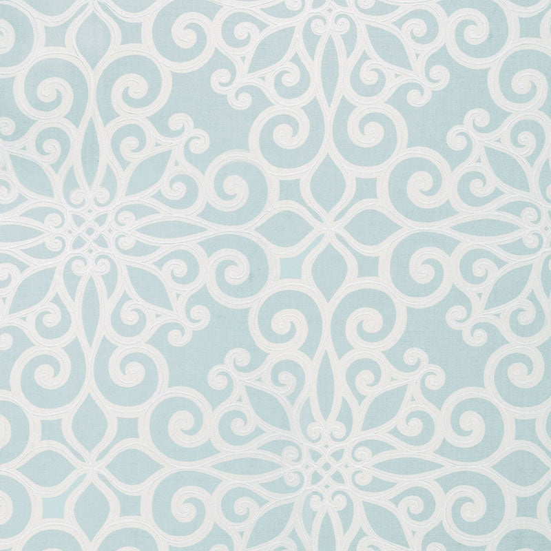 Purchase sample of 174560 Rosegate Embroidered Print, Aquamarine by Schumacher Fabric