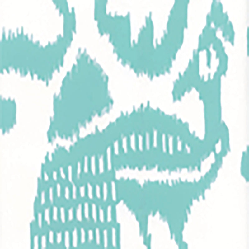 Looking 2435-51WP Bali Ii Aqua on Almost White by Quadrille Wallpaper