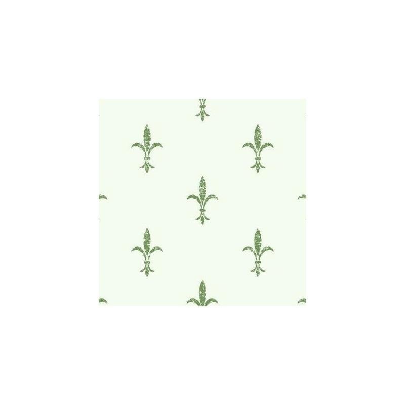Sample - KT2194 Ronald Redding 24 Karat, Fleur De Lis Wallpaper White/Green by Ronald Redding