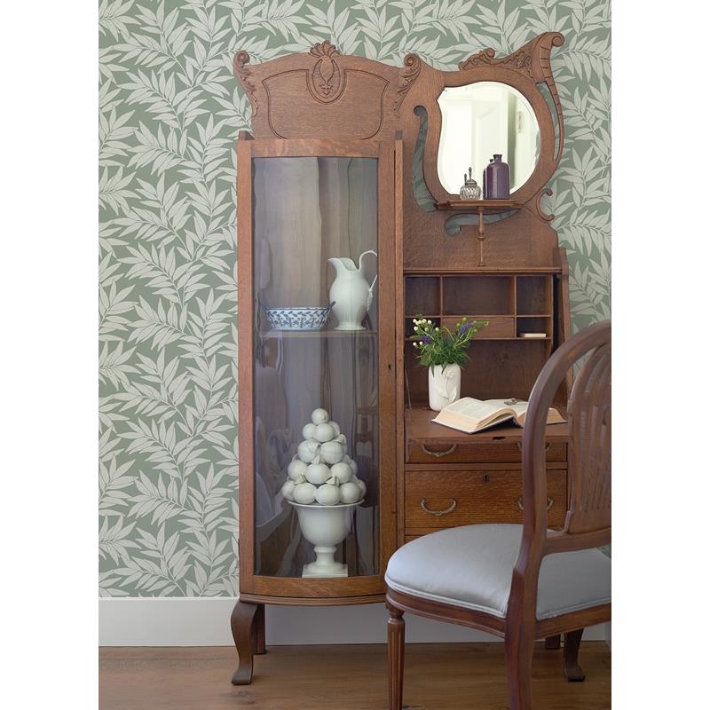 View 2970-26122 Revival Morris Green Leaf Wallpaper Green A-Street Prints Wallpaper