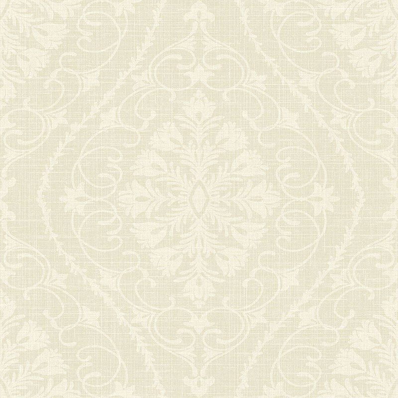 Looking 1620900 Bruxelles White Damask by Seabrook Wallpaper