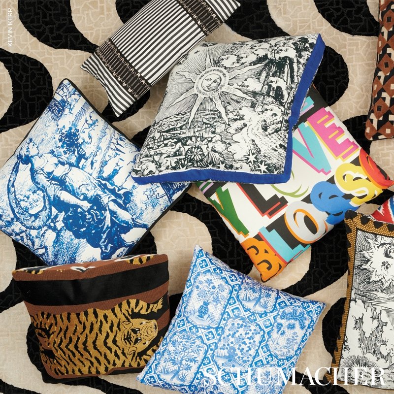 So7907203 Zealand Check 16" Pillow Navy Multi By Schumacher Furniture and Accessories 1,So7907203 Zealand Check 16" Pillow Navy Multi By Schumacher Furniture and Accessories 2