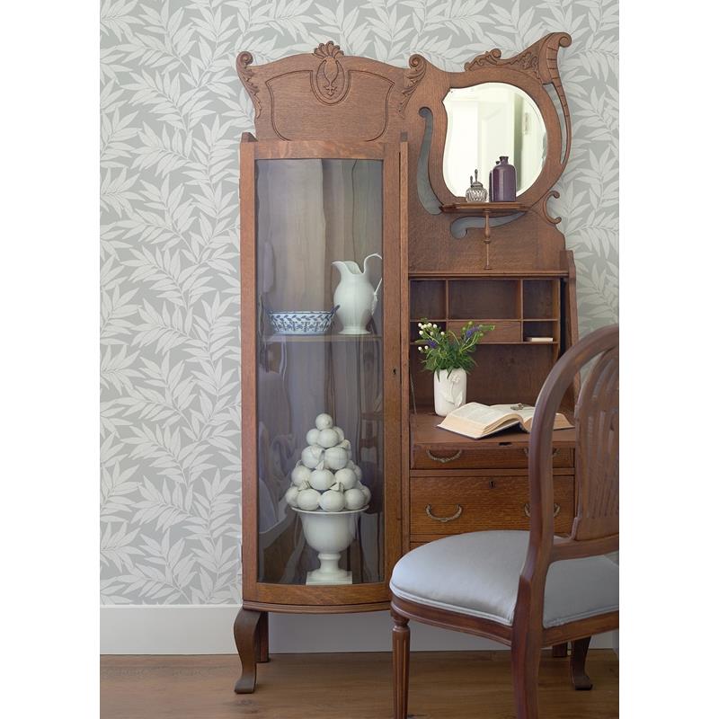Save on 2970-26124 Revival Morris Light Grey Leaf Wallpaper Light Grey A-Street Prints Wallpaper