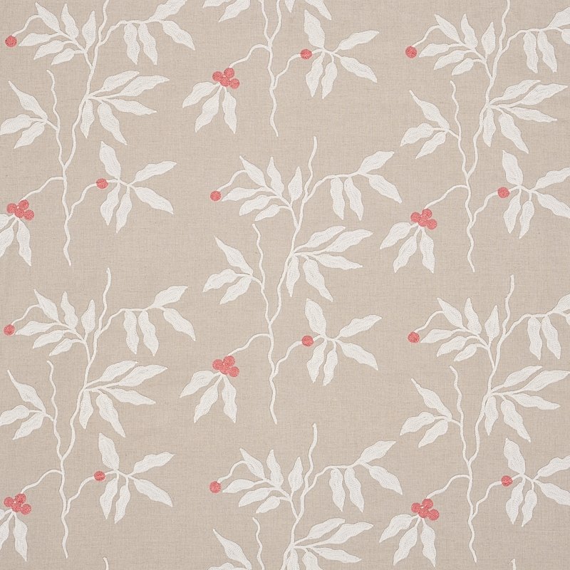 Purchase sample of 80431 Lilla Embroidery, Ivory On Neutral by Schumacher Fabric