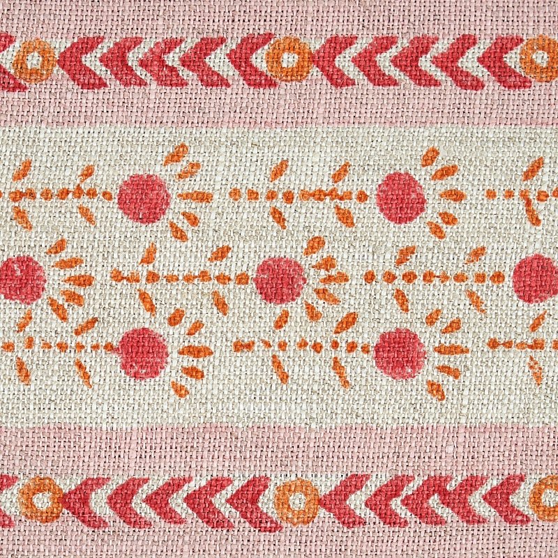 Search 79100 Pica Bella Hand Blocked Tape Pink And Orange By Schumacher Trim