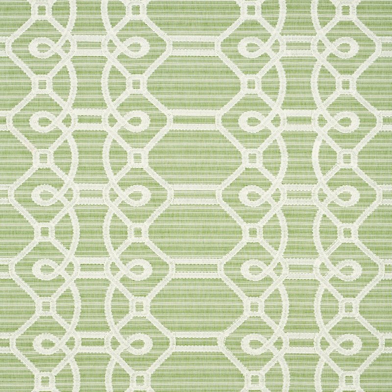 Purchase sample of 71933 Ziz Embroidery, Green by Schumacher Fabric