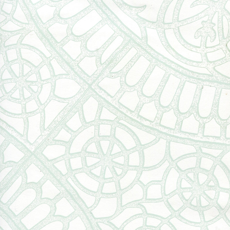 Save CP1030W-02 Camelot Pale Green on White by Quadrille Wallpaper