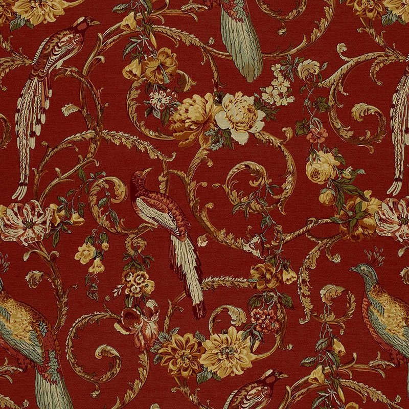Purchase sample of 1124001 Madrigal, Brick Red by Schumacher Fabric