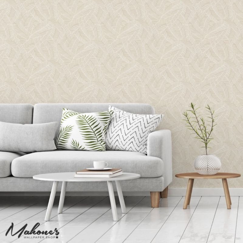 View 5007530 Abstract Leaf Linen Schumacher Wallpaper