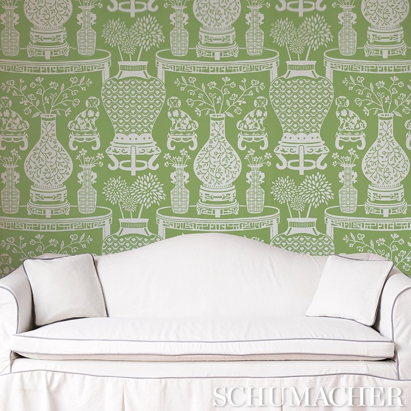 Order 5010552 Hellene Green Schumacher Wallcovering Wallpaper