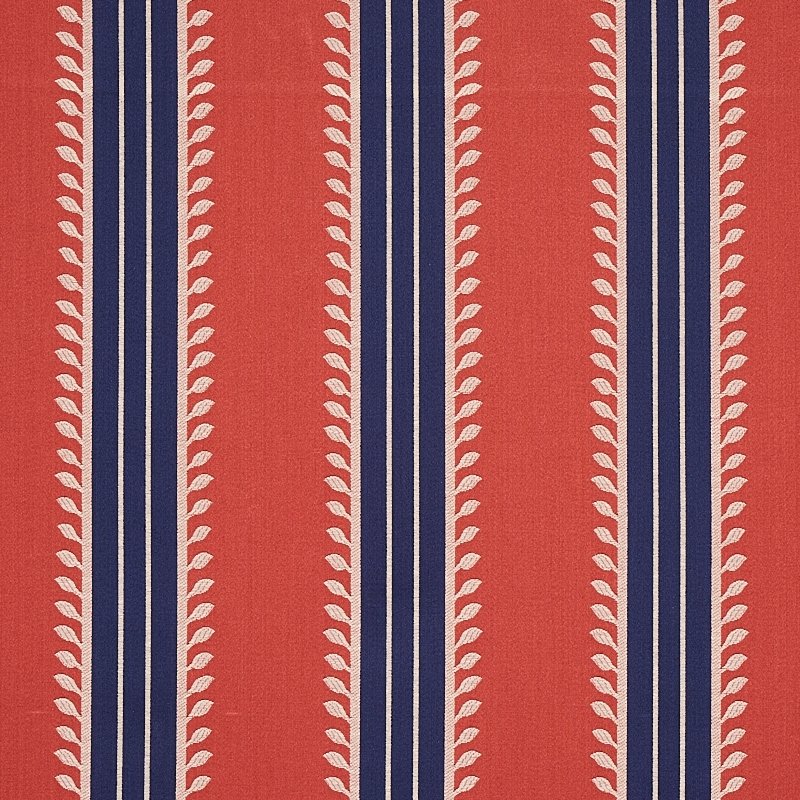 Purchase sample of 80721 Etruscan Stripe, Red and Blue by Schumacher Fabric
