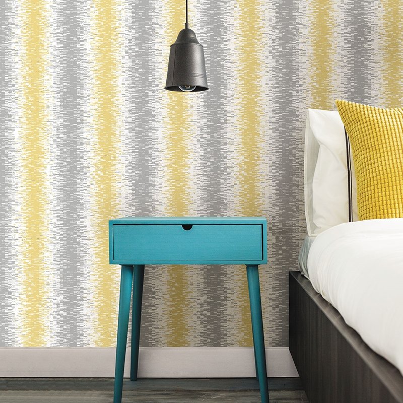 Order 2782-24520 Quake Yellow Abstract Stripe Habitat A-Street Prints Wallpaper